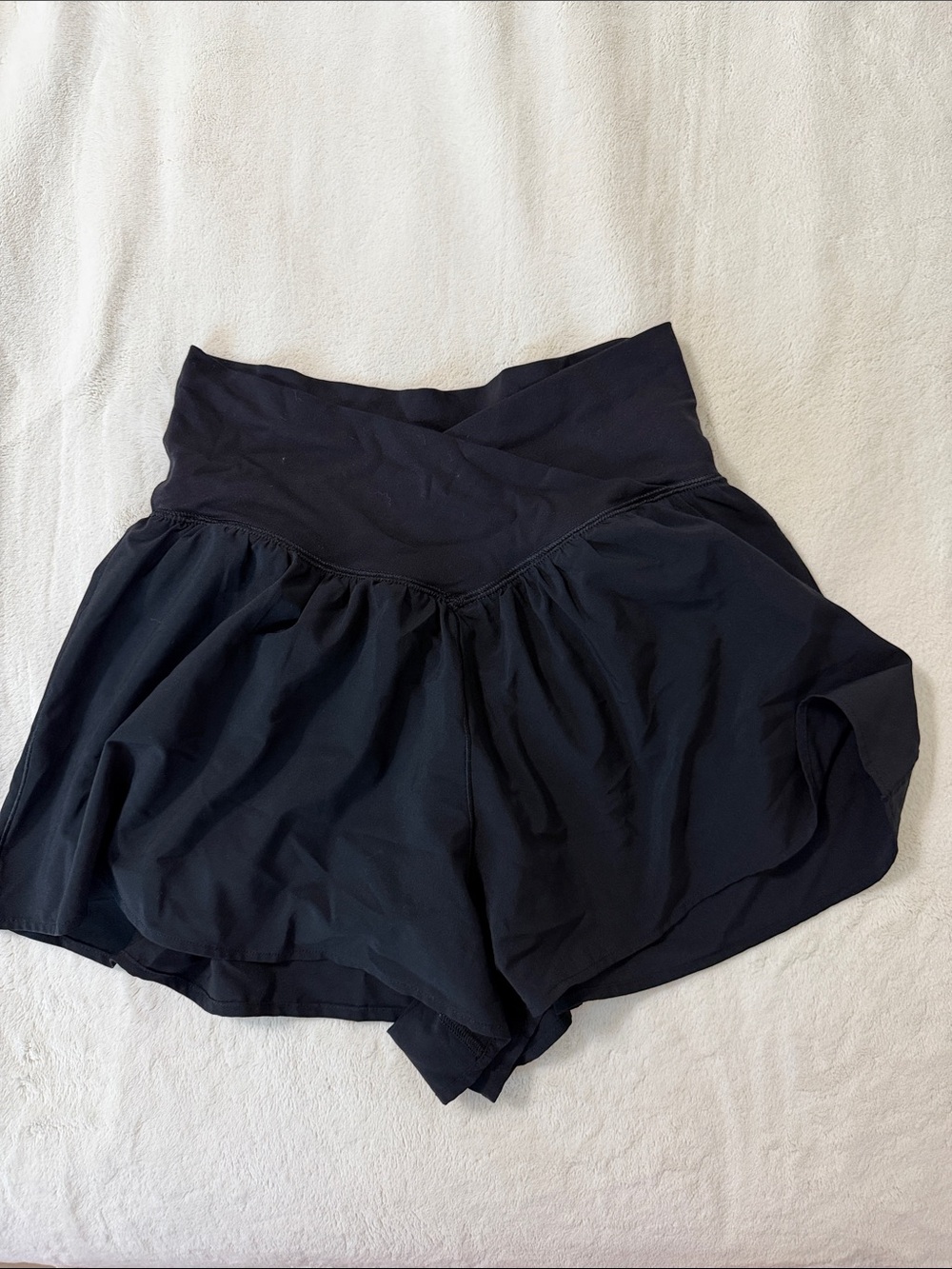 aerie Black High-Waist Flowy Athletic Shorts